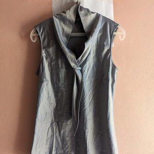 Tahari ASL Scarf Neck Blouse, S, Gray
